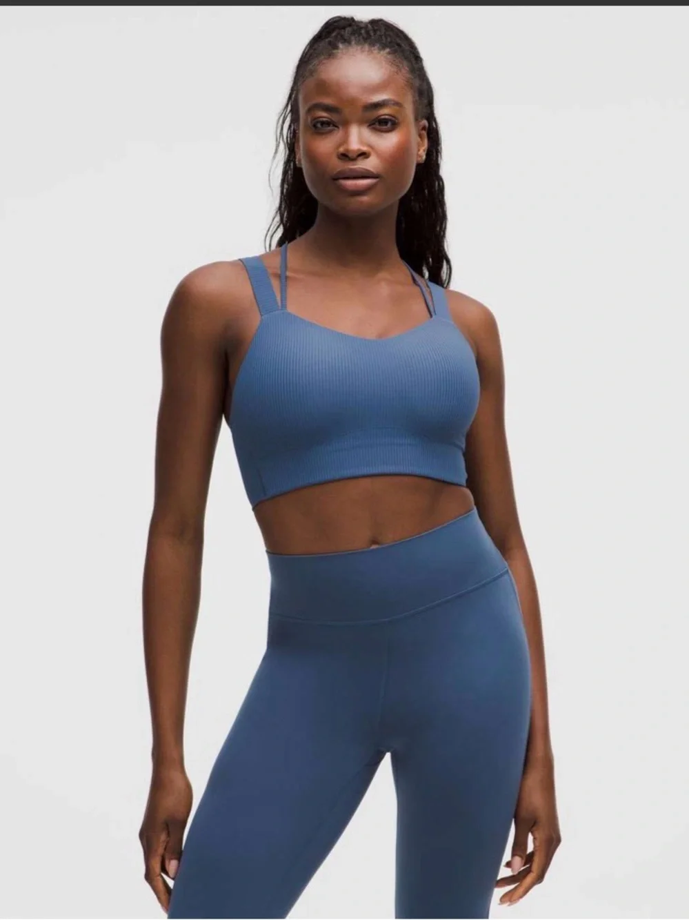 Lululemon Like a Cloud Ribbed Longline Bra *Light Support, D/DD Cup Washed Blue